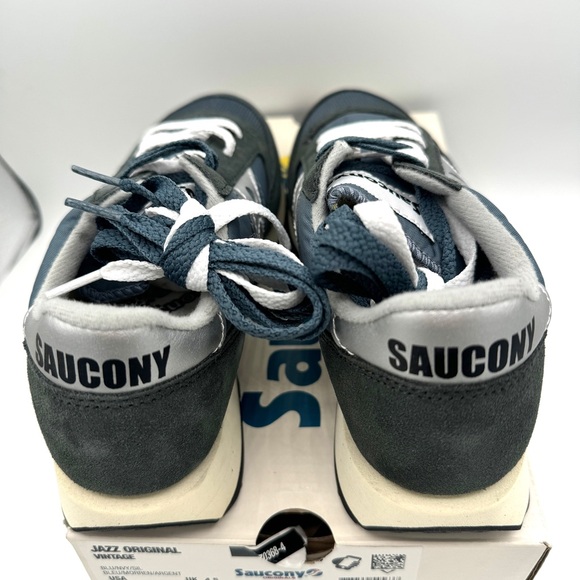 NWT Saucony Jazz Vintage Classic Sneakers Navy Blue White Silver Original Shoes - Picture 11 of 16